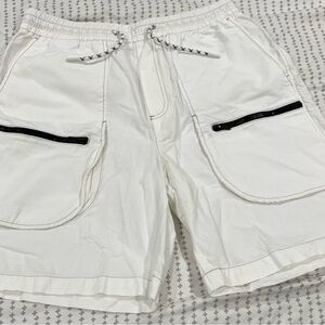 Zara Ivory Cargo Shorts with Ebony Accents